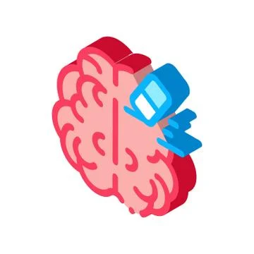 Brain mind erase eraser isometric icon vector illustration 스톡 일러스트