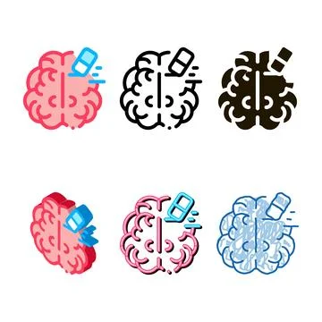 Brain mind erase stylized eraser icon vector outline 库存插图