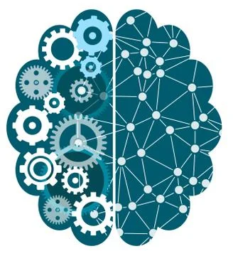 Brain mind half computer artificial tech cyborg  illustration Stock Illustration