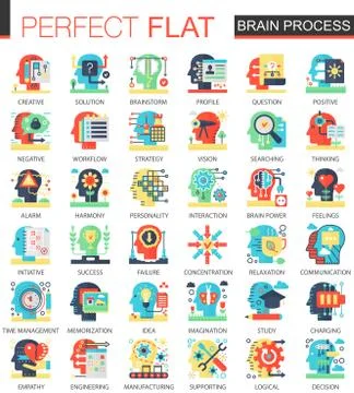 Brain mind individuality process vector complex flat icon concept symbols for イラスト素材