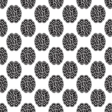 Brain mind pattern seamless vector Stock Illustration