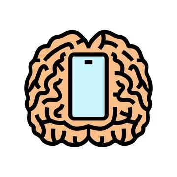 Brain mindful app mindful tech color icon vector illustration Stock Illustration
