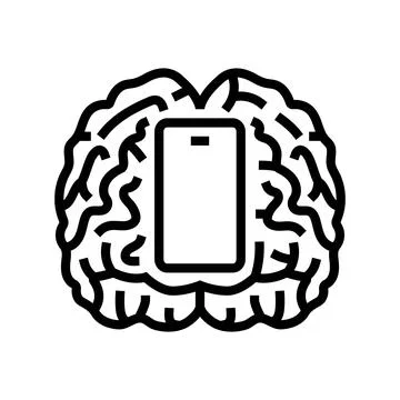 Brain mindful app mindful tech line icon vector illustration Stock Illustration