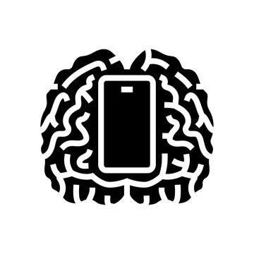 Brain mindful app mindful tech glyph icon vector illustration Stock Illustration