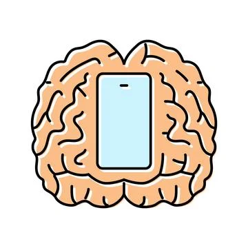 Brain mindful app mindful tech color icon vector illustration 스톡 일러스트