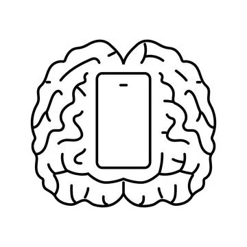 Brain mindful app mindful tech line icon vector illustration Stock Illustration