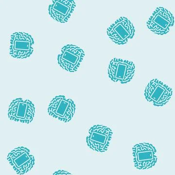 Brain mindful app mindful tech glyph seamless pattern Stock Illustration