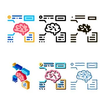 Brain minimal feature icon vector outline Illustrazione stock