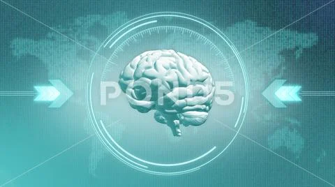 Brain model in 3d HUD simulation Stock Illustration