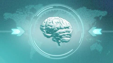 Brain model in 3d HUD simulation Illustrazione stock