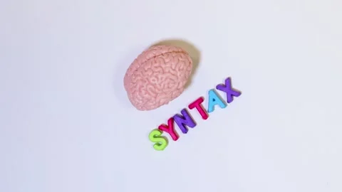 Brain model representing the syntax concept on white background Video stock 329659806