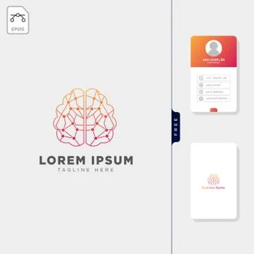 Brain molecular tech logo template vector illustration, and free business car Illustrazione stock