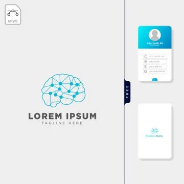 Brain molecular tech logo template vector illustration, and free business car Illustrazione stock