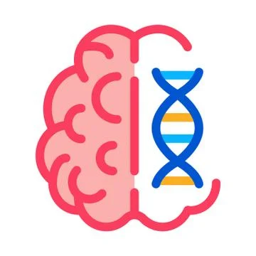 Brain Molecule Icon Vector Outline Illustration Stock Illustration