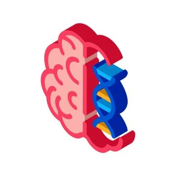 Brain Molecule isometric icon vector illustration Stock Illustration