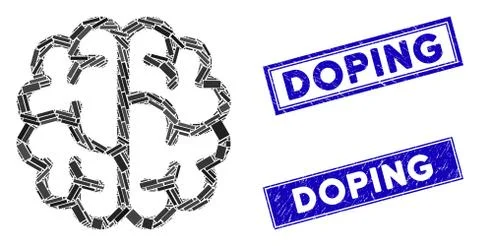 Brain Mosaic and Scratched Rectangle Doping Stamp Seals 스톡 일러스트