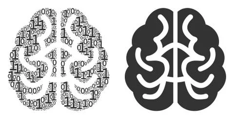 Brain Mosaic of Binary Digits Illustrazione stock