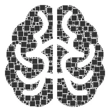 Brain Mosaic of Squares and Circles Illustrazione stock