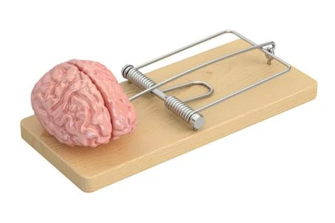 Brain in mousetrap, 3D rendering Stock Illustration
