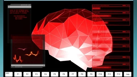BRAIN MRI SCAN LOOP RED Stock Footage 94878709