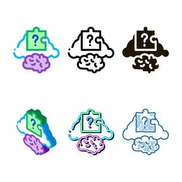 Brain multipack puzzle icon vector outline Stock Illustration