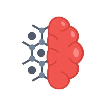 Brain nanotechnology icon flat isolated vector Stock Illustration