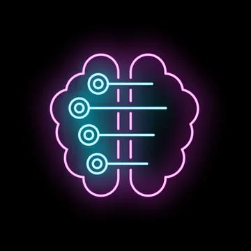 Brain with neon connections representing ai and data processing Stock-Illustration