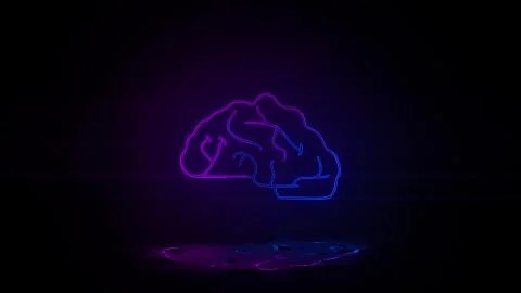 Brain in neon effect mp4 video Stock Illustration