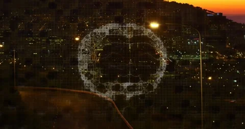 Brain network forming from node ring and visualizing smart city traffic over Stock Footage 330540364