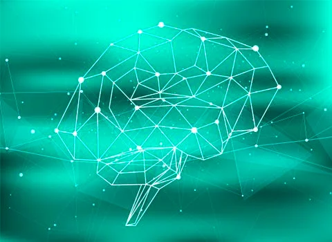 Brain network on a green technological background Stock Illustration