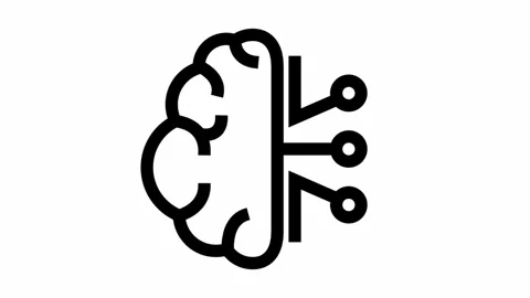 Brain network symbol - artificial intelligence icon Stock Footage 313831997