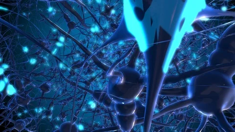Brain Neural Network And Neurons synapse Firing - 3d render Stock Footage 114258036