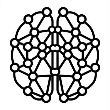Brain neural network connectivity nodes icon 8K ultra quality image ratio Illustrazione stock