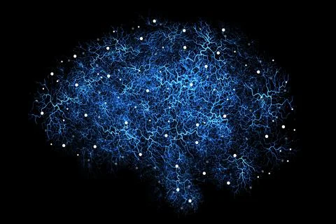 Brain neural pathway, artificial rendering and digital graphic of intelligence Stock Illustration