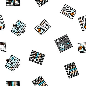 Brain neurologist doctor seamless pattern vector Stock Illustration