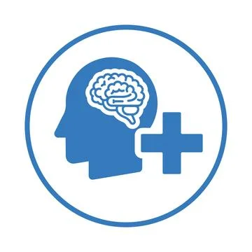 Brain, Neurology icon. Blue vector design. Stock Illustration
