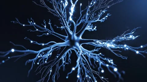Brain neuron cell firing glowing electrical impulses for medical and artifi.. Stock Footage 346128602