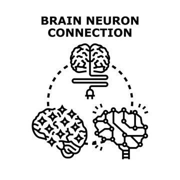Brain neuron connection with idea and thinking process Stock Illustration
