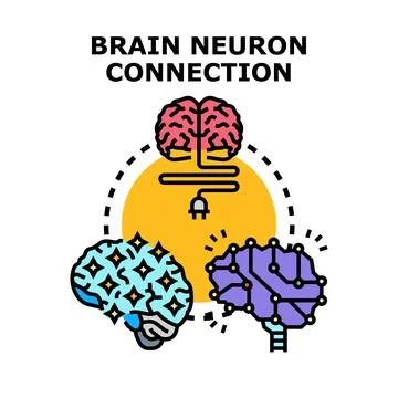 Brain neuron connection with idea and thinking process Stock Illustration