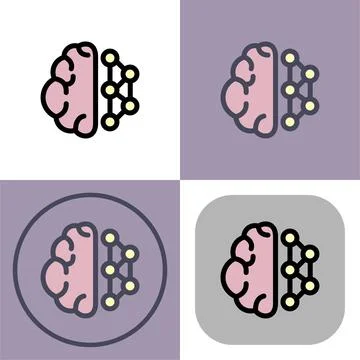 Brain neuronal network symbol - artificial intelligence icon Illustrazione stock