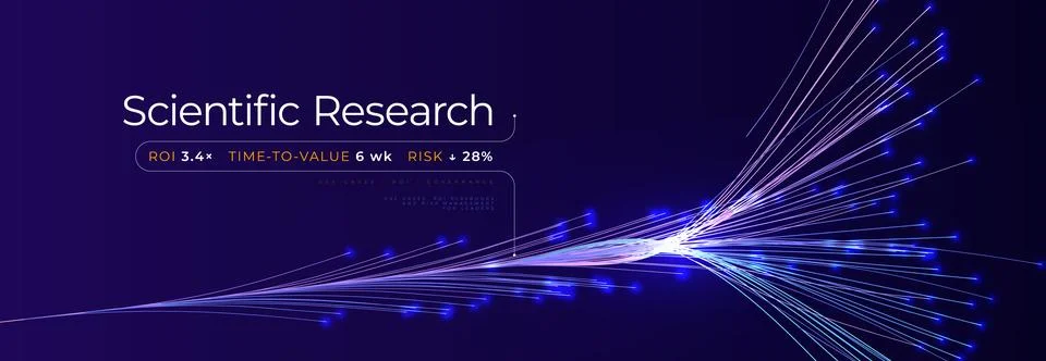 Brain Neurone Flow Effect, Wavy Neuro Line AI Transformation, Scientific Stock Illustration