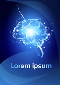 Brain Neurons Activity Medicine Thinking Intelligence Concept Banner With Copy Stock Illustration