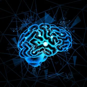 Brain Neurons Activity, Medicine Thinking Intelligence Concept Banner Stock Illustration