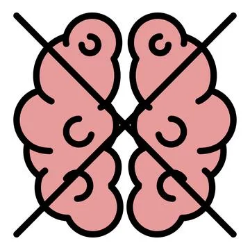 Brain no function icon color outline vector Illustrazione stock