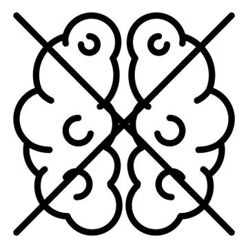 Brain no function icon, outline style Stock Illustration