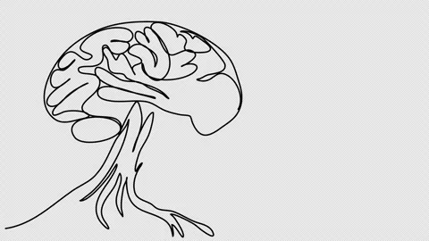 Brain one line drawing animation. Video clip with alpha channel. Video stock 266319278