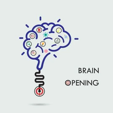 Brain opening concept.Creative brain abstract vector logo design template. Stock Illustration