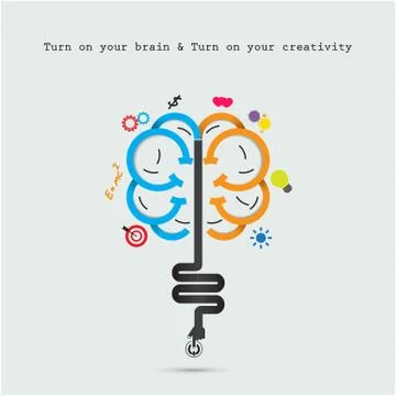 Brain opening concept.Creative brain abstract vector logo design template. Co Stock Illustration