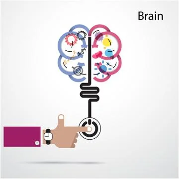 Brain opening concept.Creative brain abstract vector logo design template. Stock Illustration