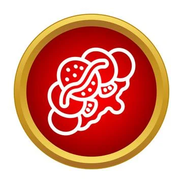 Brain or organ icon in red gold circle Illustrazione stock
